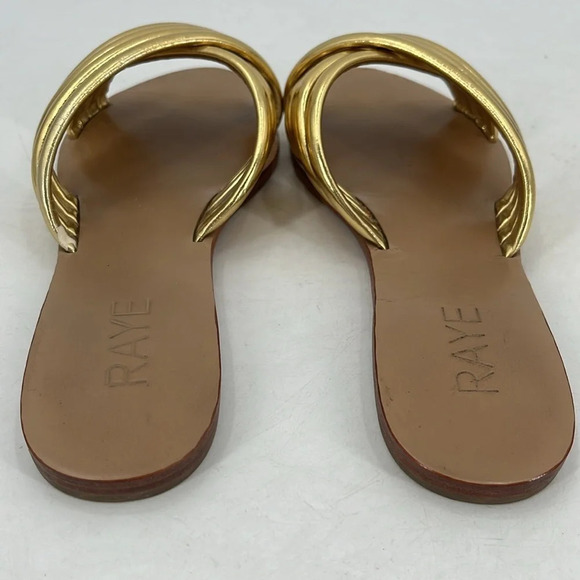 Raye Ziggy Slip On Flat Sandals in Gold - Size 6 1/2 - Picture 3 of 9